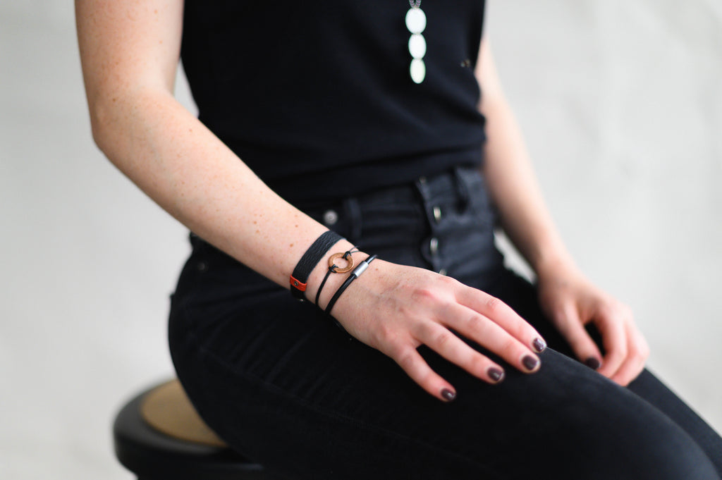 Clean Start Unisex Bracelet | Repurposed Automotive Steel Brake Line | Rubber Windshield Wiper Tubing